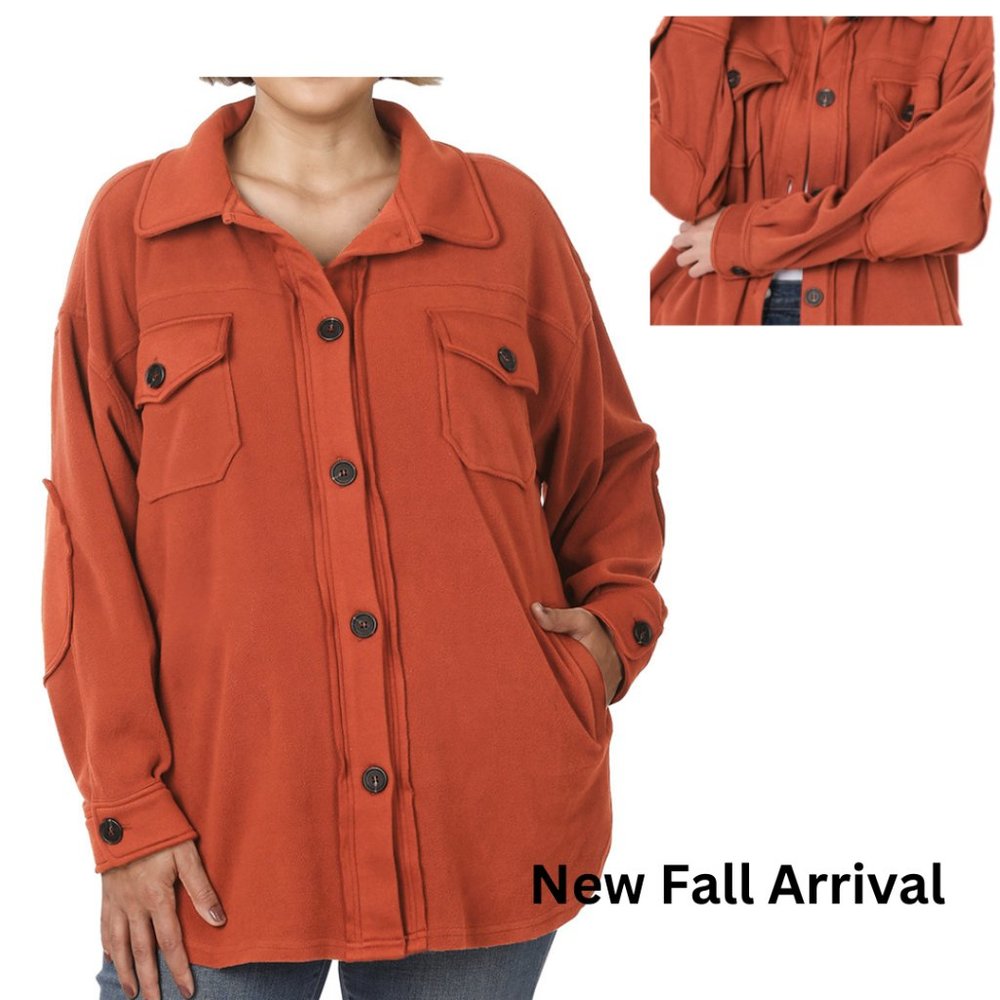 #335 PLUS FLEECE SHACKET - Picture 3 of 14